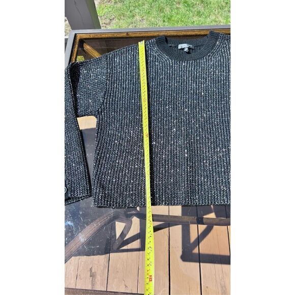 RAG & BONE BLACK AND SILVER METALLIC CROP SWEATER SIZE S - Picture 10 of 12